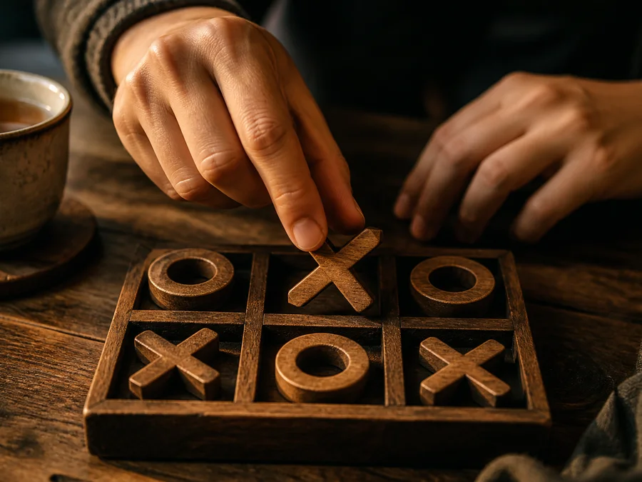 AI, same-device two-player, and online room modes for tic-tac-toe